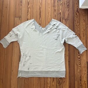 NYTT V-neck Oversized Sweatshirt Distressed in Light and Dark Grey XS
